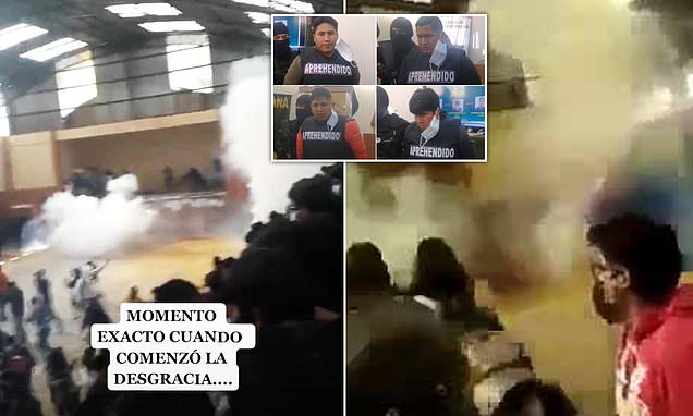 Four women are killed and 83 are injured in stampede when 'university officials' set off gas grenade during crowded assembly in Bolivia